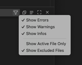 Filter the problems panel